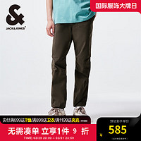 杰克·琼斯（JACK&JONES）杰克琼斯夏季抽绳纽扣双腰头双侧插袋略宽松休闲束脚裤男装 巧克力棕E11 180/84A/LR