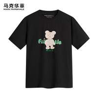 马克华菲【小熊印花】纯棉短袖T恤男2024春夏百搭时尚休闲打底T恤衫 001黑色 XXL