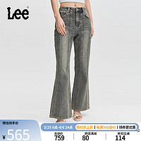 李 Lee24春夏427标准高腰喇叭中蓝色女牛仔裤潮LWB100427101-453 中蓝色(裤长30) 24