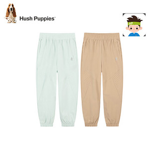 暇步士（Hush Puppies）童装儿童男童2024春夏弹力梭织长裤舒适透气简约百搭 青黛绿 140cm