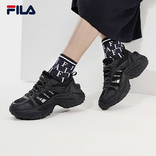 FILA 斐乐女鞋鱼刺3代老爹鞋2024春季新款休闲鞋厚底增高鞋运动鞋 黑-BK 38.5