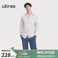 ubras24年水果系列纯色全棉开襟家居服睡衣女长袖长裤套装款 【长袖长裤】男款-椰青灰色 XL