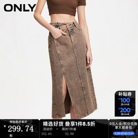 ONLY2024夏季时尚个性开衩牛仔高腰中长款半身裙女124237002 J33 复古350牛仔洗水 160/64A/S