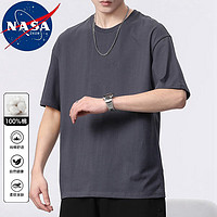 NASADKGM 短袖t恤男夏季圆领透气纯棉简约百搭舒适纯色打底衫上衣 1999深灰色 XL（125斤-140斤） WY00灰色（常规款）