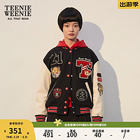 Teenie Weenie小熊x虎年云锦联名棒球服轻薄棉服短款外套国潮女秋TTJP221102L 黑色 160/S