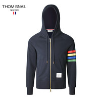 THOM BNAIL TB彩条四条杠拉链开衫春季休闲外套男女四道杠连帽卫衣 深蓝色 3码/XL