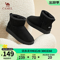 CAMEL 骆驼 雪地靴女冬季新款加绒保暖加厚棉鞋休闲短靴子 L23W275157黑色 35