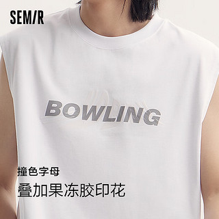 森马（Semir）背心男2024夏季时尚简约运动风印花上衣oversize针织内搭 漂白10007 175/92A/L