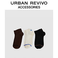 URBAN REVIVO 男士撞色条纹字母刺绣袜子 UAMA40059 多色 F