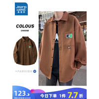 真维斯男装衬衫2024春季宽松休闲时尚衬衣男潮流痞帅外套EI 卡其2980 185/100A/XXXL
