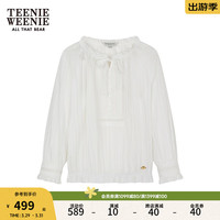 TEENIE WEENIE 小熊女装2024春夏法式设计感提花蕾丝七分袖衬衫 白色 170/L