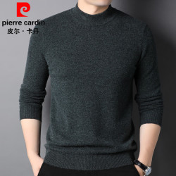 pierrecardin皮尔卡丹皮尔卡丹毛衣男秋冬半高圆领100羊毛衫加厚中年