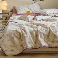 安睡宝（SOMERELLE）全棉双层纱大豆纤维夏凉被家用双人空调被夏季A类薄被子可机洗被 浪漫回忆【20%大豆纤维填充】 150x200cm单夏被【A类全棉面料】