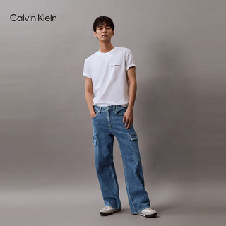 Calvin Klein Jeans24春夏男士休闲通勤撞色字母纯棉净色短袖T恤J324671 YAF-月光白 M