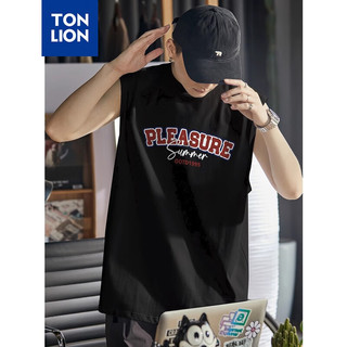 唐狮 TONLION男字母休闲学院背心 黑色 XXL