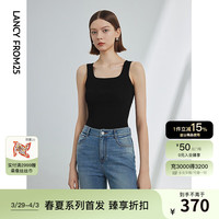 朗姿法式别致内搭无袖上衣气质高级感背心女2024年夏针织吊带 黑色 S