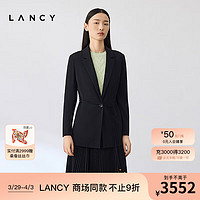 朗姿/LANCY2024春季黑色西装高级感通勤修身收腰系带外套女 黑色 S