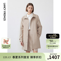 朗姿英伦风高级感气质休闲外套女2024年春季流行修身显瘦风衣 冰咖啡色 L