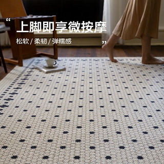 陌希2024长方形家用地毯羊毛轻复古黑白法式高级感客厅卧室书房 斯本马赛克 1950MM×2900MM