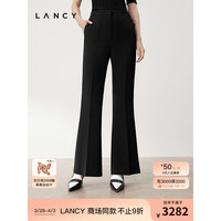 朗姿2024夏季黑色高腰西装喇叭裤修身通勤显高休闲裤女 夜幕黑色2 3XL