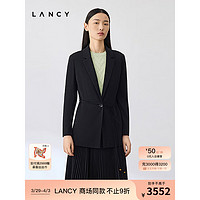 朗姿/LANCY2024春季黑色西装高级感通勤修身收腰系带外套女 黑色 L