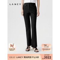 朗姿/LANCY2024夏季黑色修身显瘦直筒西装裤女士高腰通勤裤子 夜幕黑色2 XL