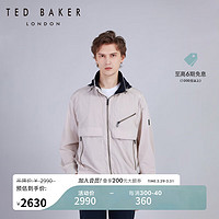 Ted Baker2024春季男士休闲微皱感拉链立领藏帽夹克C41525 卡其色 2