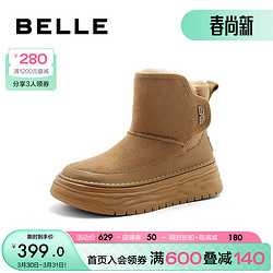 BeLLE 百丽 保暖舒适雪地靴女23冬季潮流时尚短筒靴B1770DD3 棕色 38