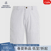 Brooks Brothers BrooksBrothers）男士24春夏宽松清爽竖条纹休闲短裤 B465-蓝色 36