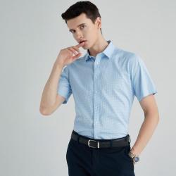 youngor雅戈尔夏季格纹舒适男士衬衫短袖衬衫男