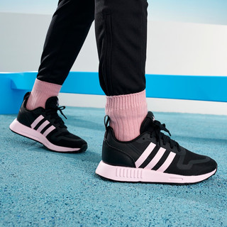 adidas MULTIX J网面运动鞋男大童儿童阿迪达斯轻运动GW3007 黑/粉 37(230mm)