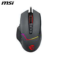 MSI 微星 GM20 BLACK V2  电竞鼠标 有线 RGB炫光 信仰龙魂灯 吃鸡鼠标 游戏鼠标 人体工学 黑色