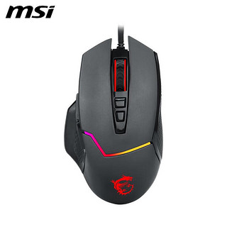 MSI 微星 GM20 BLACK V2  电竞鼠标 有线 RGB炫光 信仰龙魂灯 吃鸡鼠标 游戏鼠标 人体工学 黑色