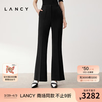 朗姿2024夏季黑色高腰西装喇叭裤修身通勤显高休闲裤女 夜幕黑色 M