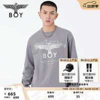 BOY LONDON春夏24男女同款T恤时尚潮酷印花老鹰针织长袖N00801 灰色 XL