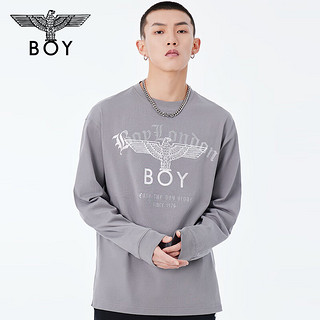 BOY LONDON春夏24男女同款T恤时尚潮酷印花老鹰针织长袖N00801 灰色 XL