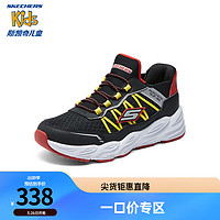 Skechers斯凯奇闪穿鞋一脚蹬男童轻便运动鞋春秋款休闲鞋403836L 黑色/红色/BKRD 37码