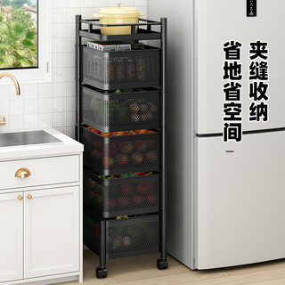 厨房旋转置物架家用落地多层零食箱客厅玩具果蔬菜篮小推车收纳架