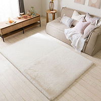NITORINITORI宜得利家居 简约日式客厅卧室家用兔毛绒地毯SP 100cm x 140cm米白色