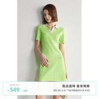 ochirly欧时力 polo针织连衣裙2024夏装翻领菱格撞色休闲通勤 绿色 S