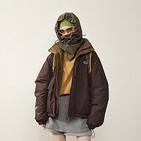 NOTHOMME3M新雪丽山系户外秋冬Teflon三防拼色立领棉服保暖棉衣 咖色 L