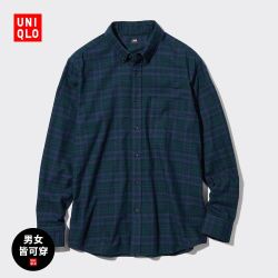 uniqlo优衣库男装女装法兰绒格子衬衫长袖宽松外套衬衣462399