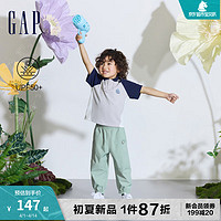 Gap 盖璞 男幼童2024夏季新款遮阳印花松紧束口裤百搭儿童装长裤890415 绿色 90cm(1-2岁)亚洲尺码