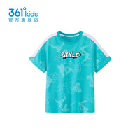 361°童装男童短袖针织衫2024年夏季中大童针织衫 冰晶蓝 160cm