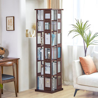 英尼斯（INNESS）实木360度旋转书架简易移动书柜落地卧室客厅置物架转角书橱 6层旋转书架【全实木】胡桃色