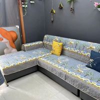 润华年沙发垫套装全套型型贵妃组合防滑防跑沙发巾四季通用沙发垫子 梅花鹿-灰 7型L型沙发全套8片装