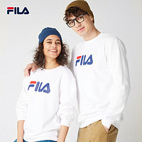 FILA 斐乐 卫衣男女装多彩运动针织套头衫圆领上衣欧版 亮白色 L