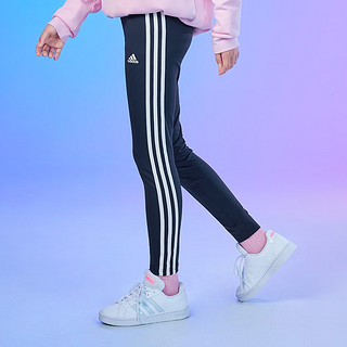 adidas速干舒适紧身运动裤女大童儿童阿迪达斯轻运动GN1452 传奇墨水蓝/白 116CM