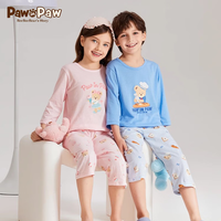 PawinPaw卡通小熊童装24年春夏男女童抗菌家居服套装简约舒适 米色/35 140