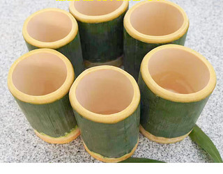 ONEVAN竹筒饭蒸筒新鲜竹筒天然竹筒饭家用商用楠竹杯竹蒸筒水杯杯子现做 外直径6-8cm高度9cm(共4个)